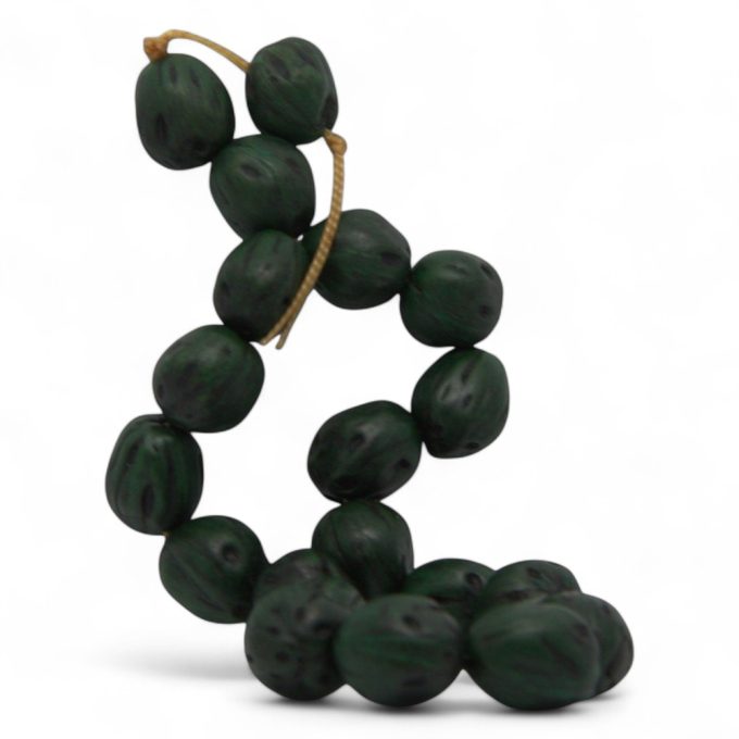Natural tree beads rosary in green tones – handcrafted wooden prayer beads