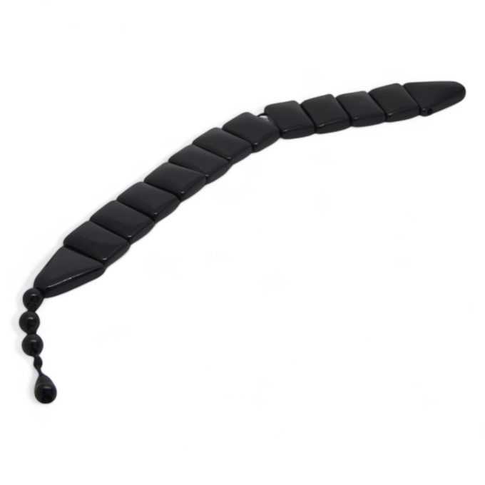 Qara tesbeh kisi tesbehi – retro black tasbih with geometric spin-shaped beads