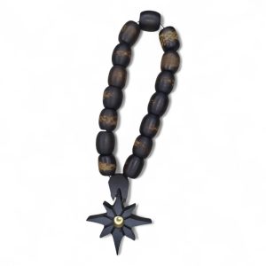 Steppe Star Rosary – handmade matte wood rosary with black star pendant