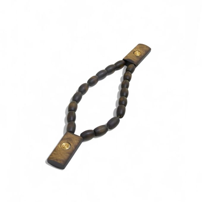 taxta tesbeh – 18-bead matte tasbih with wood grain texture and brass center points