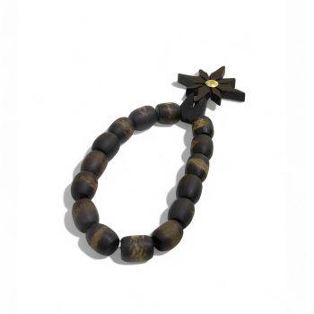 wooden tasbih for men with star-shaped pendant and dark matte wood beads