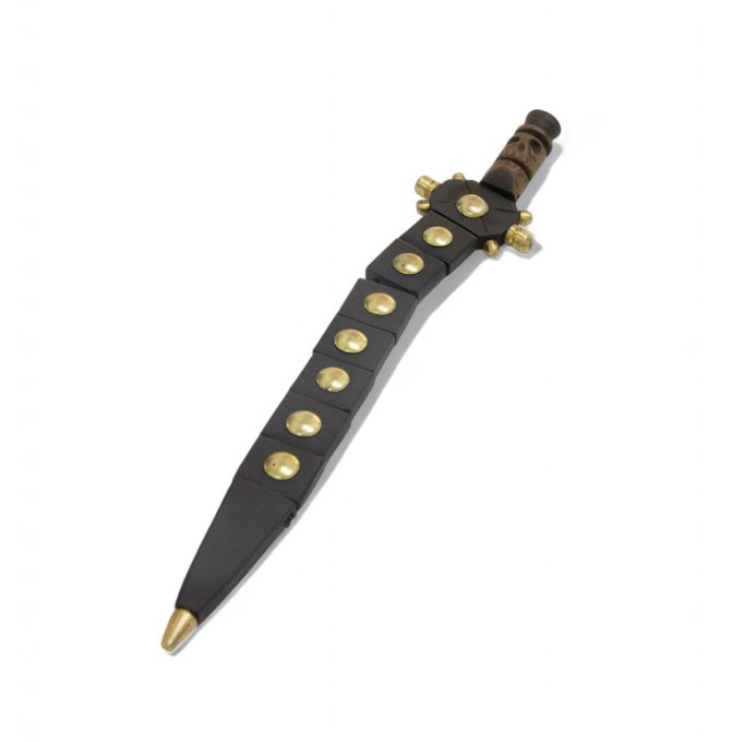 Pirate tasbih – black sword-style rosary with golden studs and bold pirate design