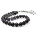 Amethyst rosary with 33 natural polished purple beads for peace and mental clarity