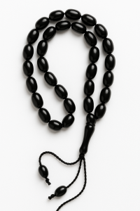 black ebonite tasbih with round beads – handcrafted prayer beads – tesbeh.al" 