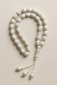 white howlite tasbih with natural black veins