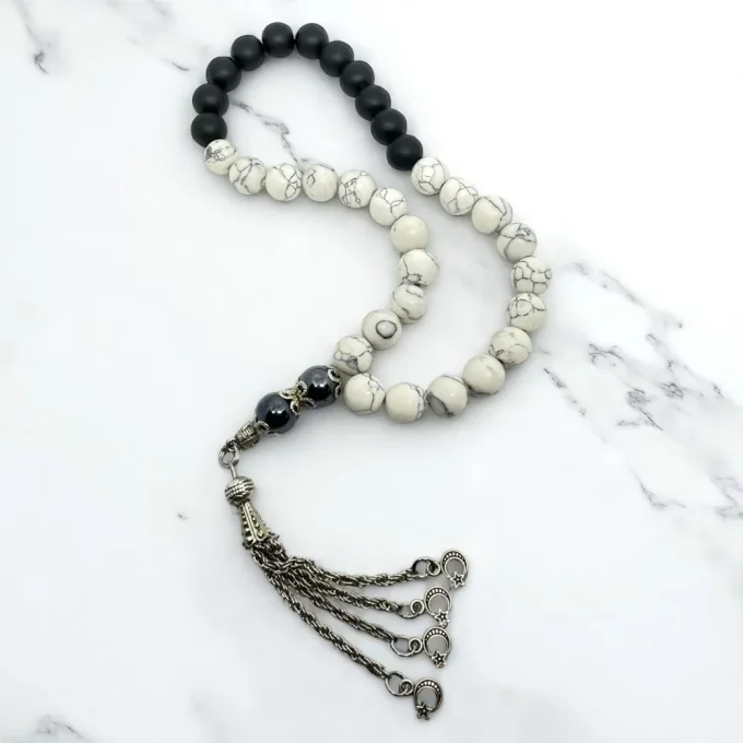 Besiktas Spirit Rosary – Black Agate & Howlite - Image 2