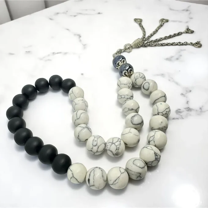 Besiktas Spirit Rosary – Black Agate & Howlite - Image 3