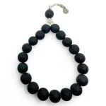 Mat black stone tasbih with 33 round natural beads for grounding and mindfulness