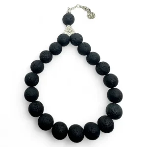 Mat black stone tasbih with 33 round natural beads for grounding and mindfulness