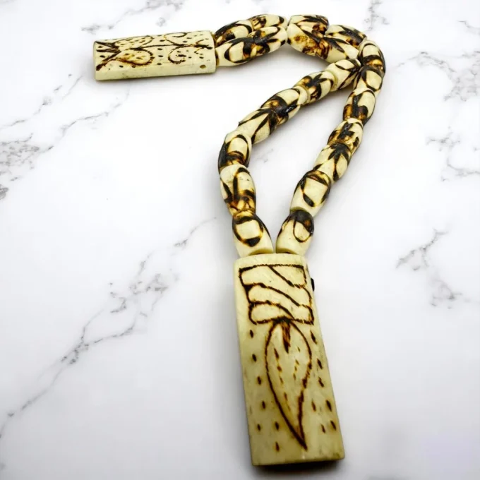 Carved Buffalo Bone Rosary - Image 3