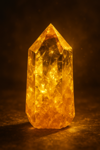  Yellow citrine stone crystal with golden glow