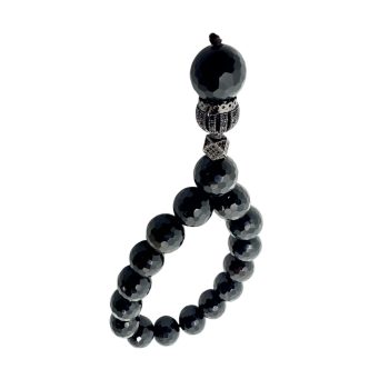 parlayan eqiq modeli kristal agate tesbeh with Swarovski-style black polished beads