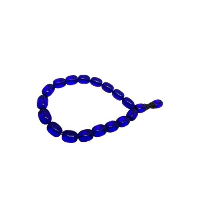 Premium kobalt goy tesbeh with polished deep blue oval beads