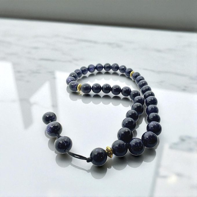 Silent Galaxy - Blue Goldstone Rosary - Image 2