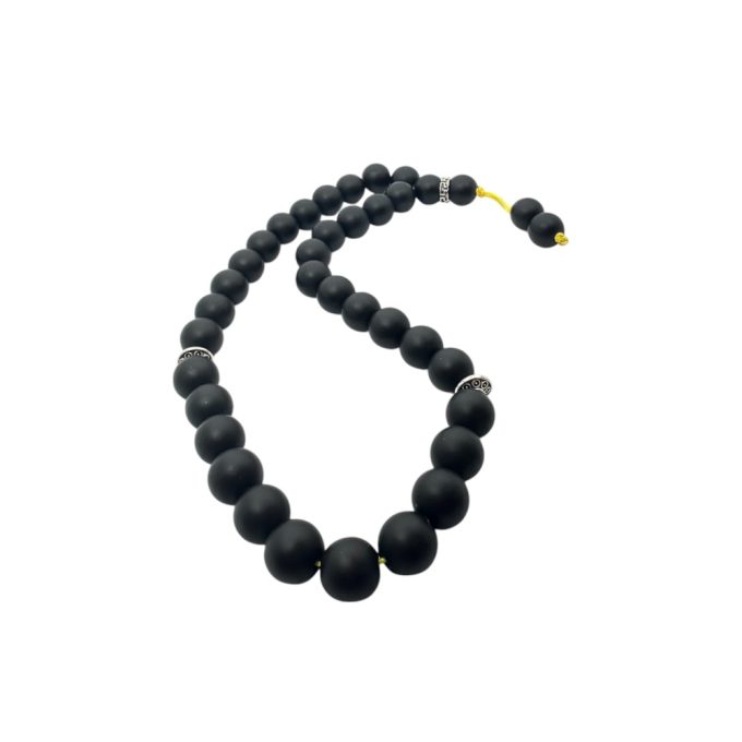 oniks tesbeh-Qara Oniks Tesbeh – 33 muncuqlu 10mm qara dasli tesbeh