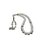 Havlit ip puskullu tesbeh with 33 white howlite beads and traditional black thread tassel