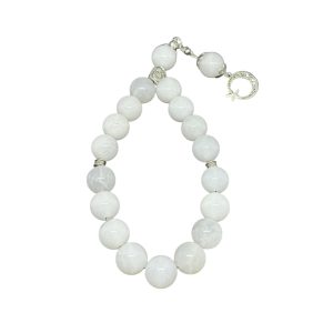 ay dasi tesbeh- Elegant (moonstone rosary) with 17 white beads and crescent charm