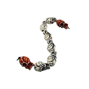 sklet basliqli zaza tesbeh 6 plastic skull beads in black-white and brown colors