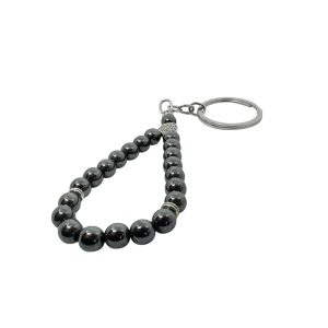 brloklu metal tesbeh-21-bead polished metal tesbeh with keychain ring