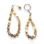 Citrine combo set featuring a 21-bead rosary and matching keychain made from 10mm compressed citrine stones