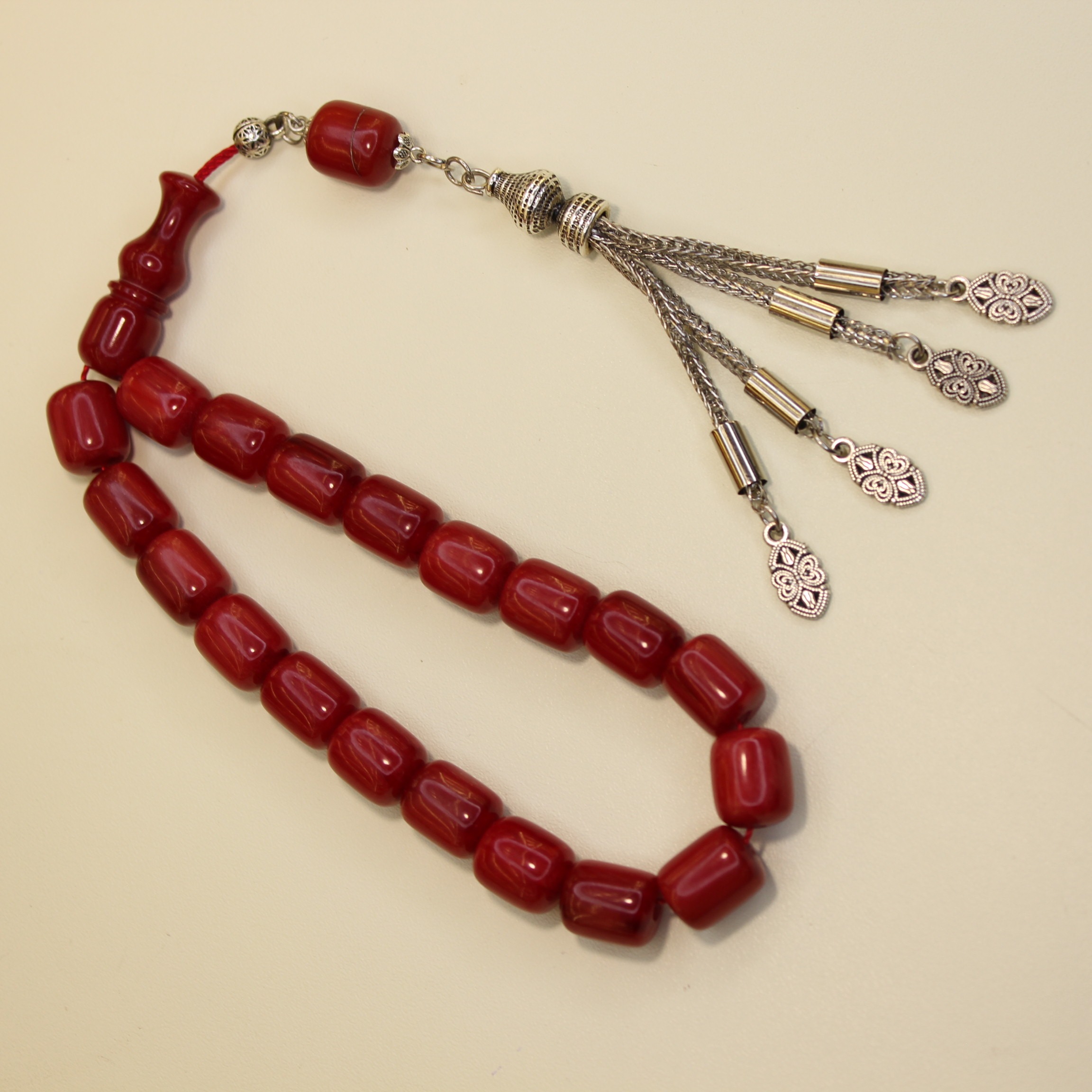 Püsküllü Qırmızı Kəhrəba Təsbeh - Şəkil 3