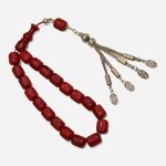 Püsküllü Qırmızı Kəhrəba Təsbeh