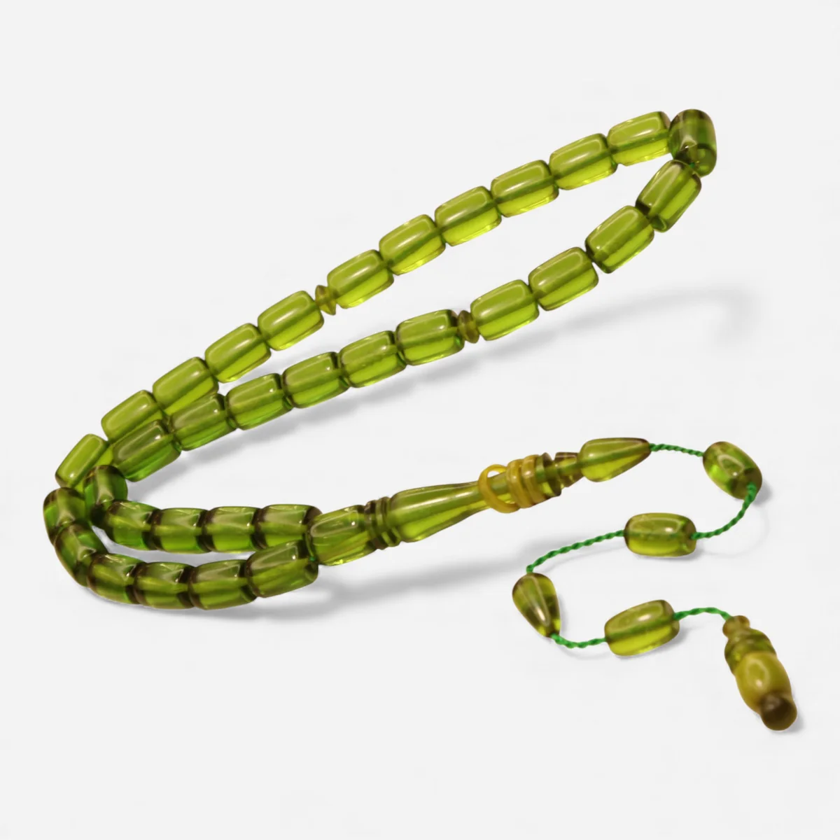 Neon Yaşıl Silindir Kəsim Halqa İmaməli Sıxma Kəhrəba