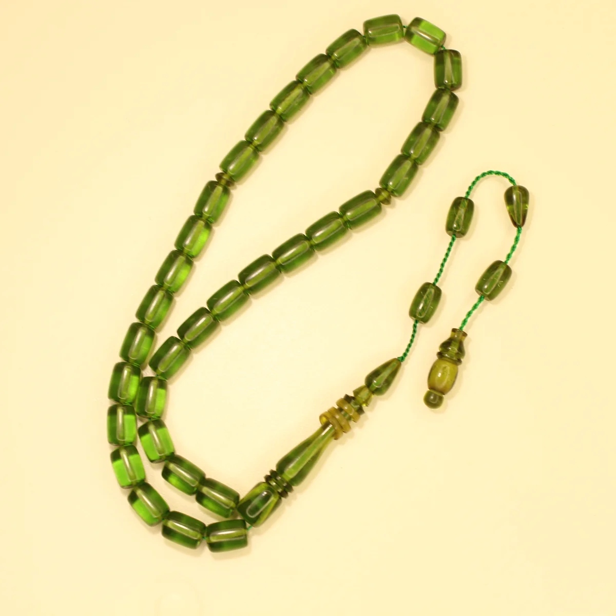 Neon Yaşıl Silindir Kəsim Halqa İmaməli Sıxma Kəhrəba - Şəkil 2