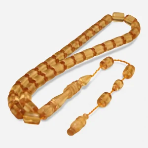 Transparent Cylinder Cut Ring Faceted Squeeze Amber