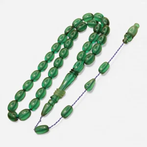 Transparent Green Ring Imamali Pressed Amber Rosary