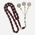 Tünd qırmızı alpaka püsküllü osmanlı kəhrəba