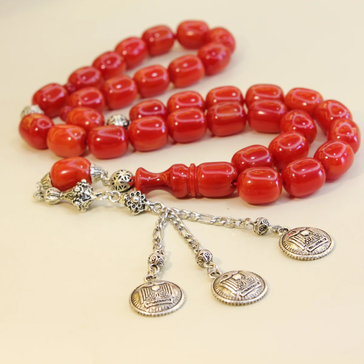 Qırmızı alpaka püsküllü osmanlı kəhrəba - Şəkil 3