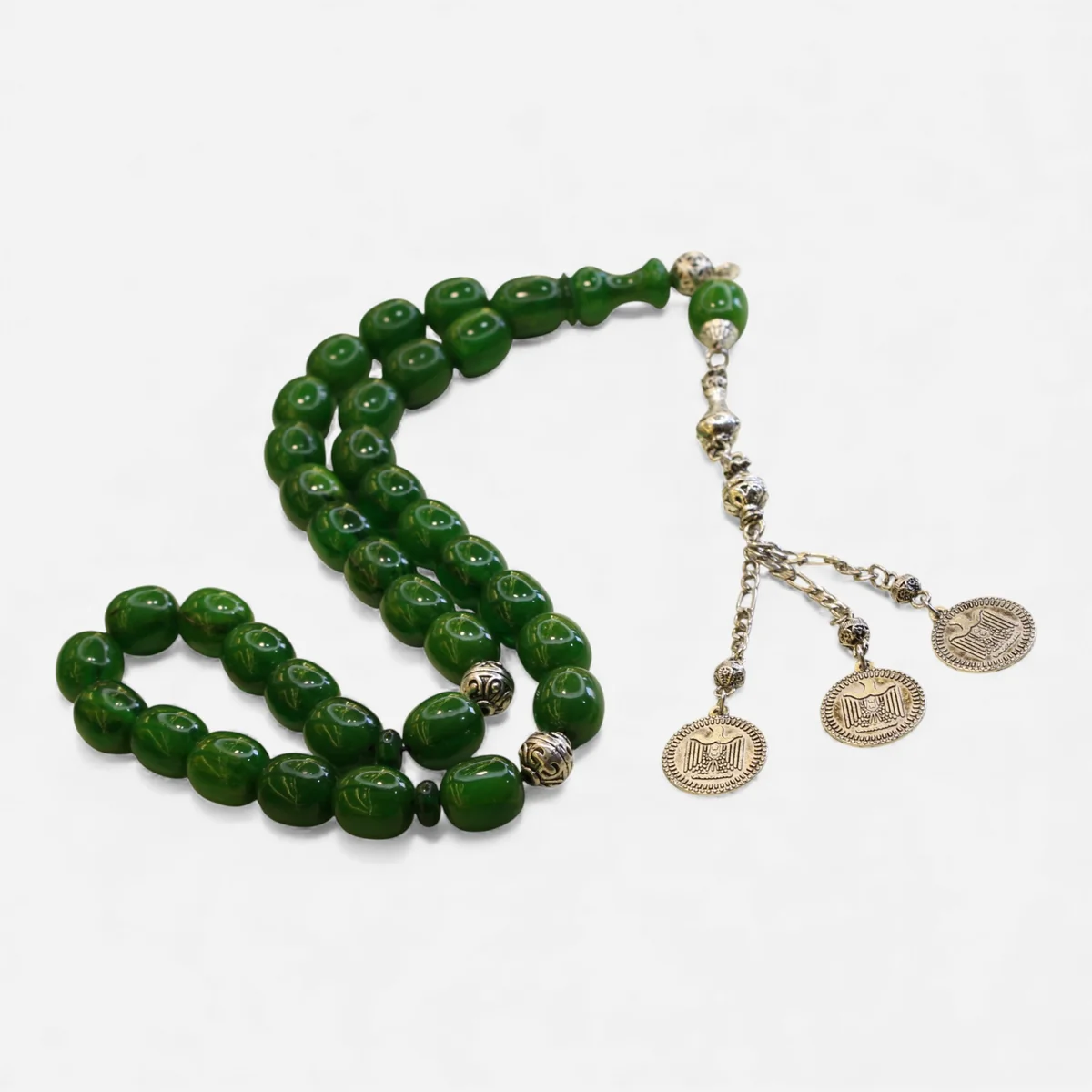 Yaşıl alpaka püsküllü osmanlı kəhrəba