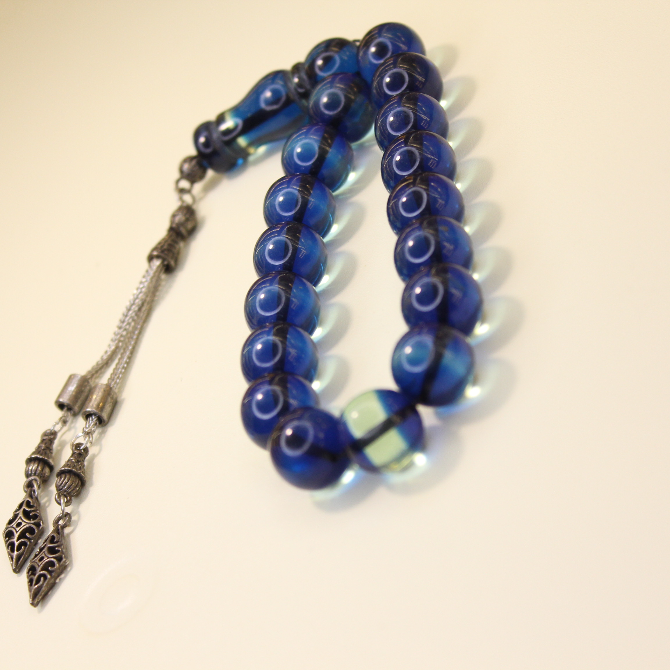 Yumuru kəsim mavi sıxma kəhrəba - Şəkil 2