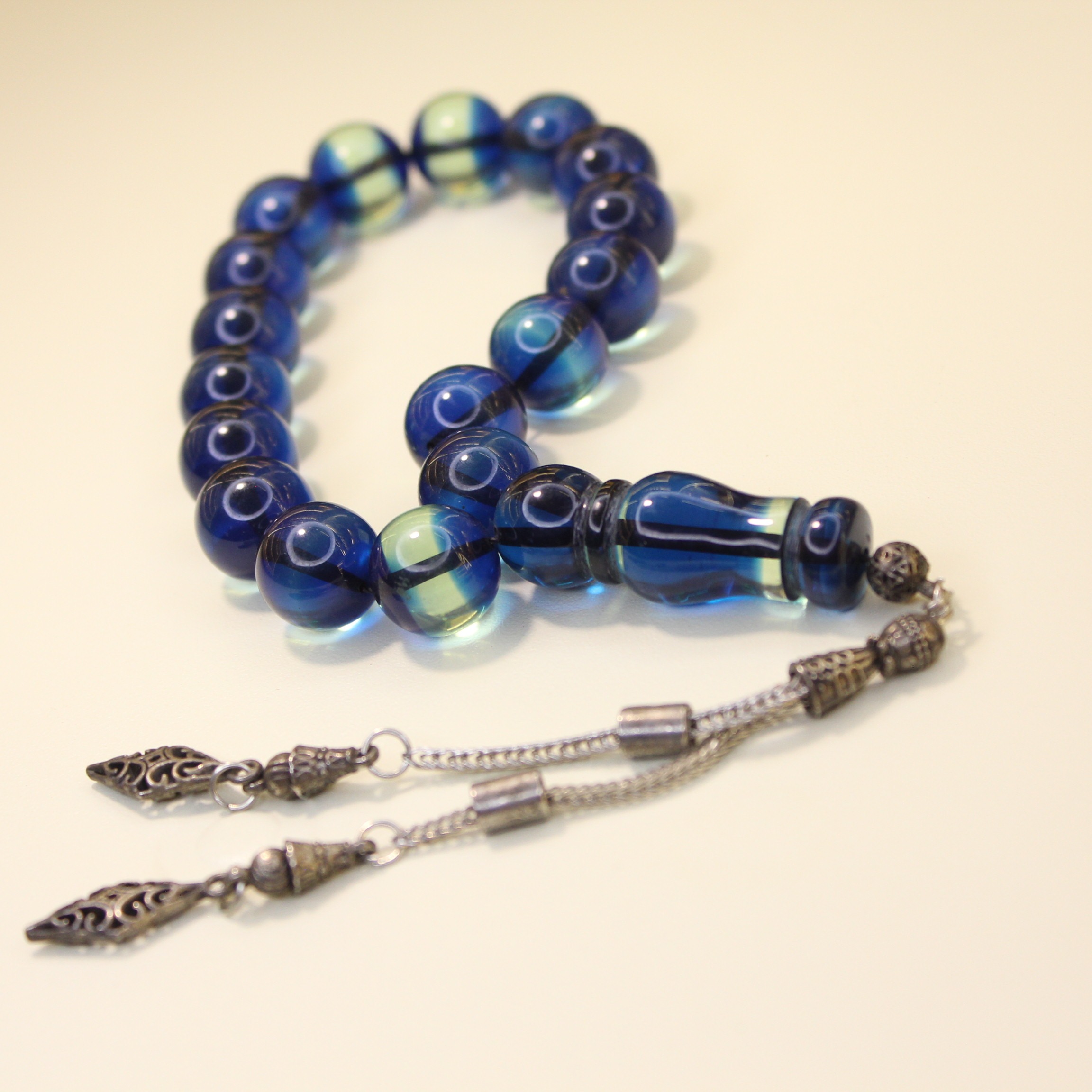 Yumuru kəsim mavi sıxma kəhrəba - Şəkil 3