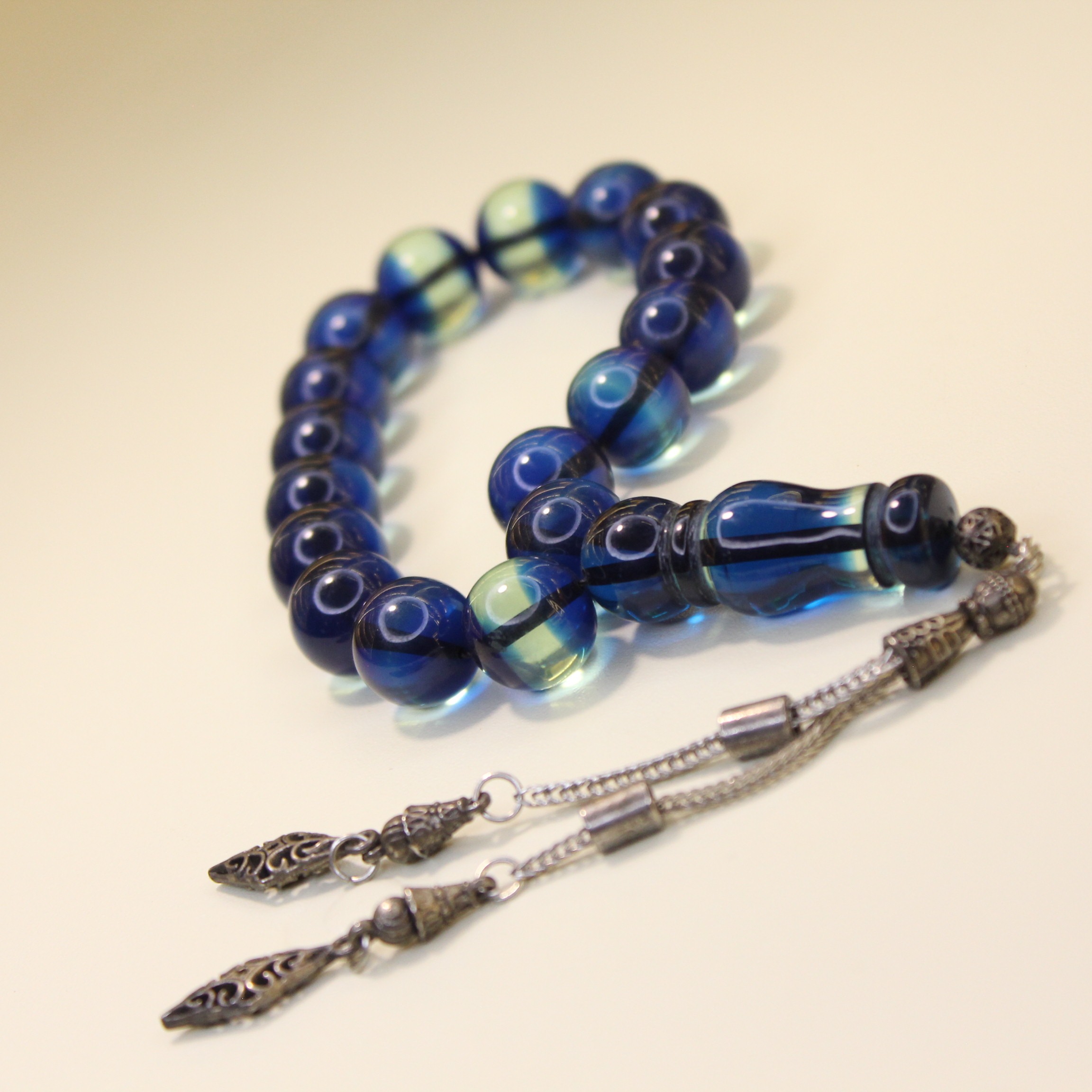 Yumuru kəsim mavi sıxma kəhrəba - Şəkil 4