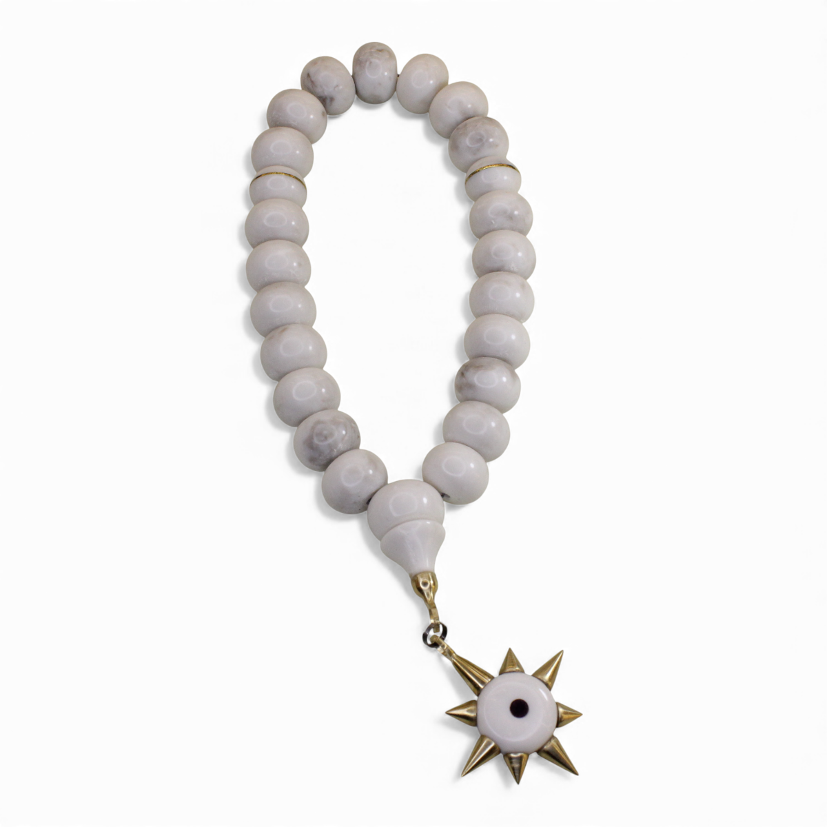 Ləkəli ağ ulduz klonlu mərmər təsbeh