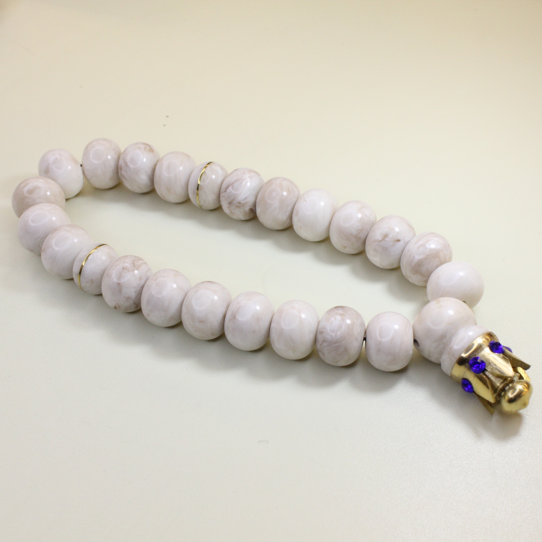 Ağ tacklonlu mərmər təsbeh - Şəkil 4