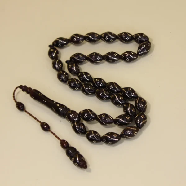 Gümüş işləməli arpa kəsim sistemli kuka təsbeh