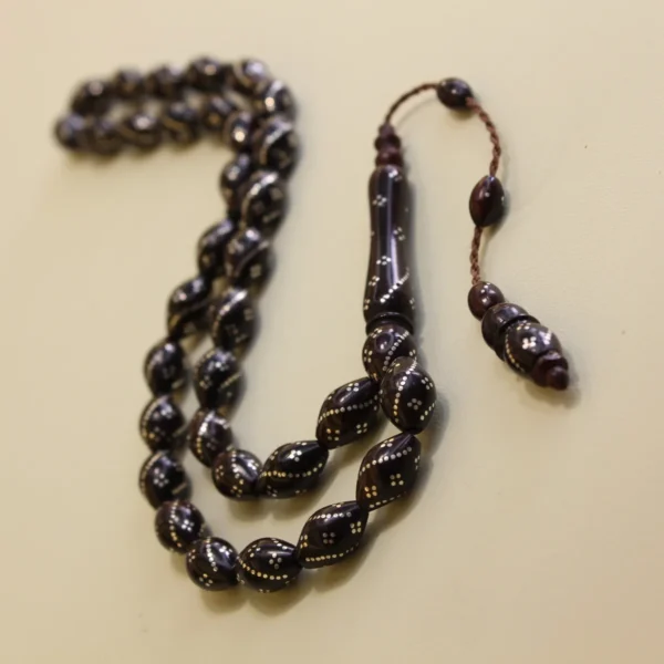 Gümüş işləməli arpa kəsim sistemli kuka təsbeh