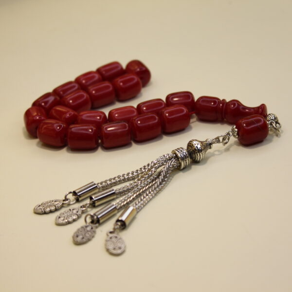 Püsküllü Qırmızı Kəhrəba Təsbeh