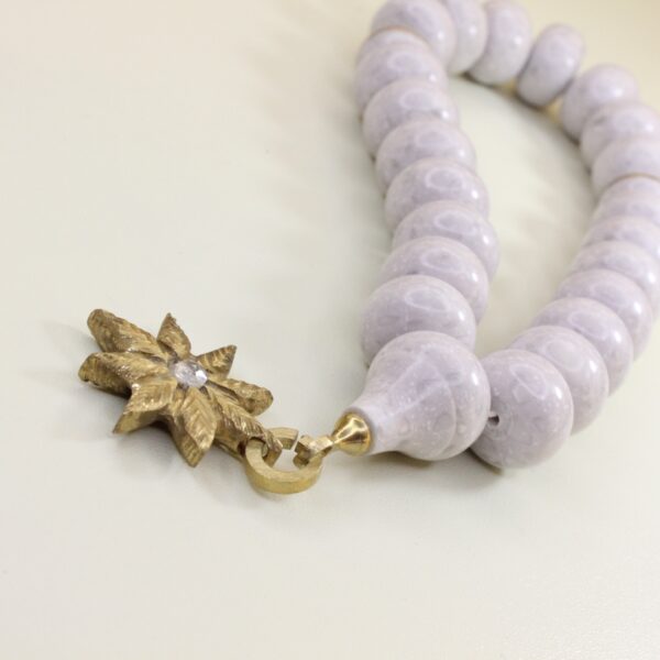 Ağ mərmər dəmir ulduz klonlu təsbeh