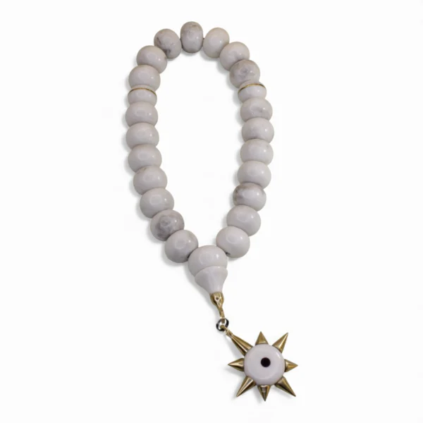 Ləkəli ağ ulduz klonlu mərmər təsbeh