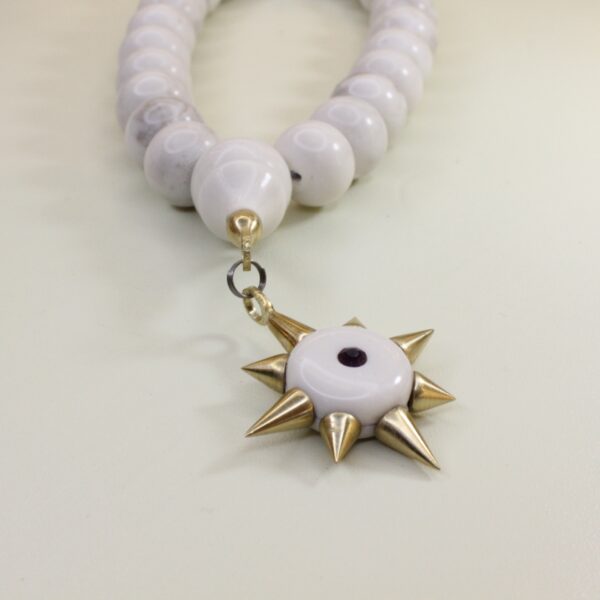 Ləkəli ağ ulduz klonlu mərmər təsbeh