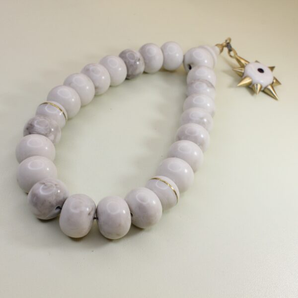 Ləkəli ağ ulduz klonlu mərmər təsbeh