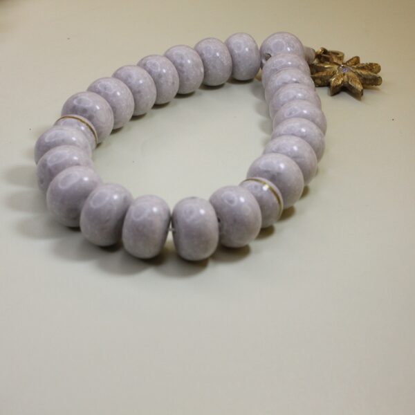 Ağ mərmər dəmir ulduz klonlu təsbeh