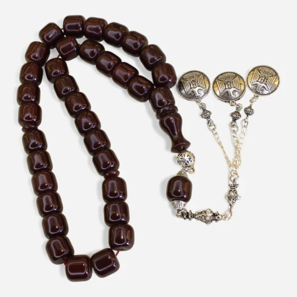 Tünd qırmızı alpaka püsküllü osmanlı kəhrəba