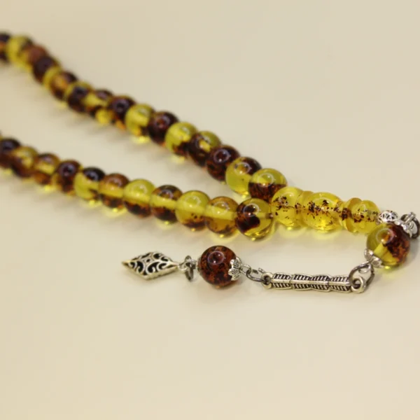 Beyrut Fosilli Sıxma Kəhrəba Təsbeh