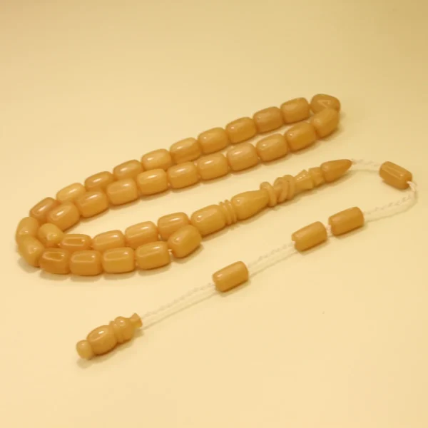 Sarı Silindir Kəsim Halqa İmaməli Sıxma Kəhrəba Təsbeh