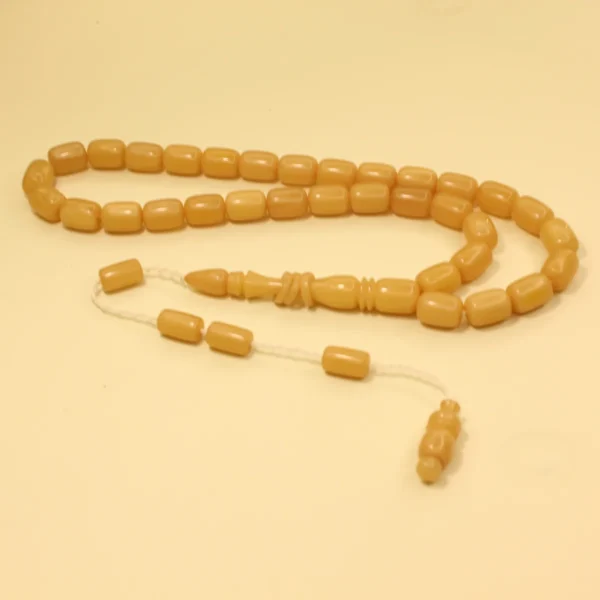 Sarı Silindir Kəsim Halqa İmaməli Sıxma Kəhrəba Təsbeh